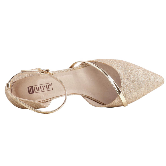 IDIFU Pump Low Kitten Heels Size 8.5 M, Soft Gold Champagne in box bridal - Picture 1 of 15